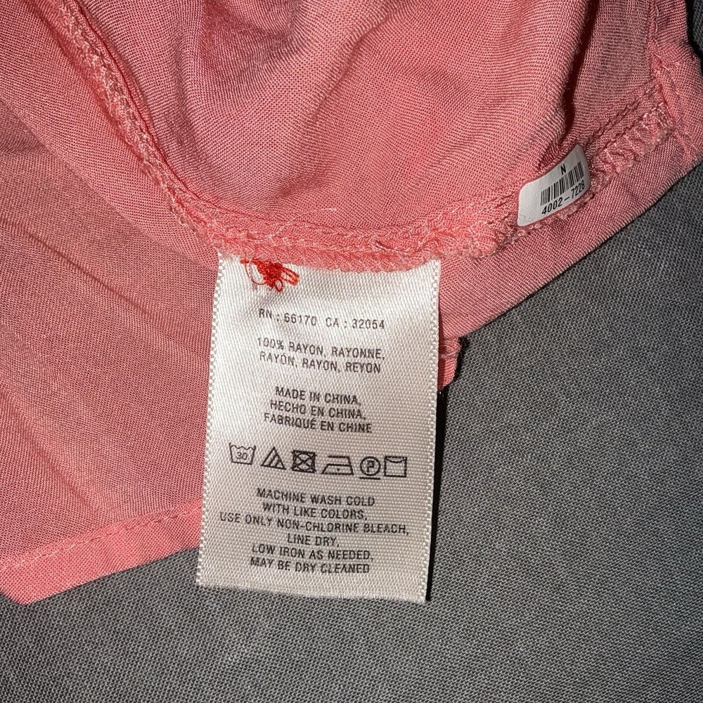 Maeve Anthropologie Coral Pink Rayon Peplum Blouse Long Sleeve Split Neck Size 4 - Picture 5 of 5